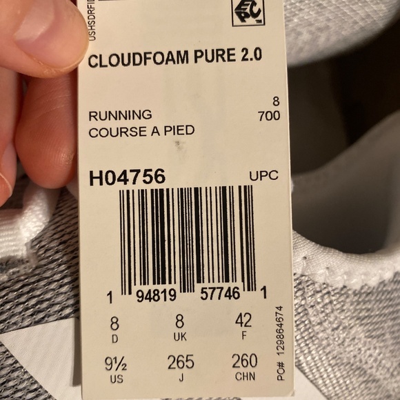 adidas Cloudfoam Pure 2.0 Women's Athletic Sneakers Gray Size 9.5 NWT H04756 - Picture 6 of 6